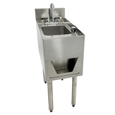 Glastender C-DHSB-12 12" W Welded Stainless Steel Free Standing CHOICE Deluxe Underbar Hand Sink Unit