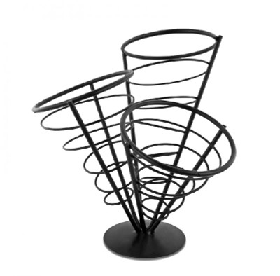 Omcan USA 80256 Black Wire 3 Cone French Fry Holder