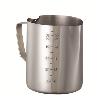Service Ideas FROTH326 32 Oz. Stainless Steel Brushed Finish with Handle Frothing Pitcher