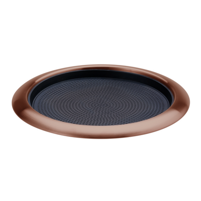 Service Ideas TR119RIRG 11" W Gold Stainless Steel Round Non-Slip Tray