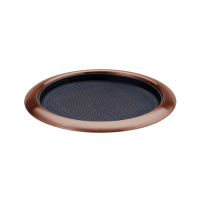 Service Ideas TR119RIRG 11" W Gold Stainless Steel Round Non-Slip Tray