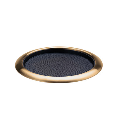 Service Ideas TR1412RIVG 14" Dia. Vintage Gold Stainless Steel Metallic Elements Tray