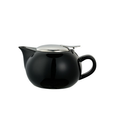 Service Ideas TPC10BL 10 Oz. Black Ceramic Round Teapot