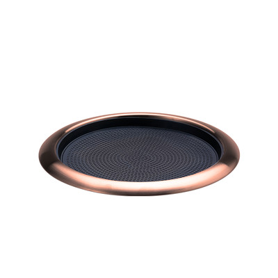 Service Ideas TR1412RIRG 14" Dia. Rose Gold Round Stainless Steel Metallic Elements Tray