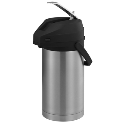 Service Ideas CTAL37BL 3.7 L. Stainless Steel Lever Style Black Lid Airpot