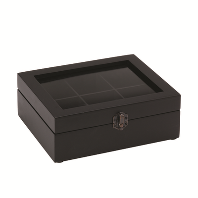 Service Ideas TB006 Black Beechwood 6 Compartments Tea Boxes
