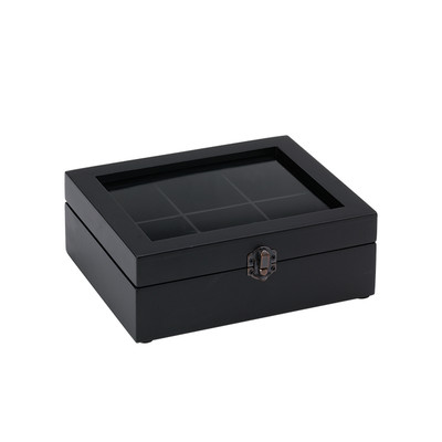 Service Ideas TB006 Black Beechwood 6 Compartments Tea Boxes
