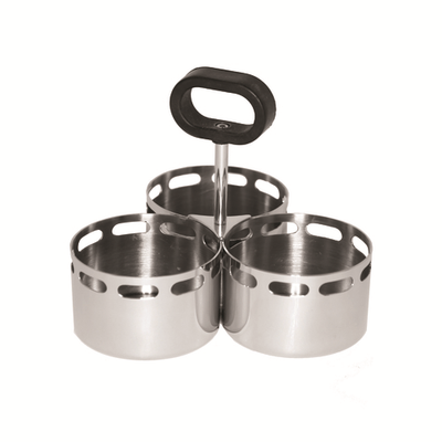 Service Ideas SB-72 6&quot; W Stainless Steel 3-Compartment Mod18 Steelworks Snack Caddy