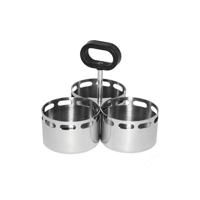 Service Ideas SB-72 6" W Stainless Steel 3-Compartment Mod18 Steelworks Snack Caddy