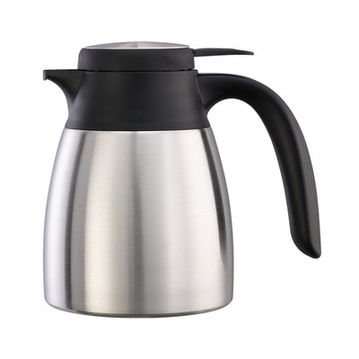 Service Ideas FCC06SS 0.6 L. Stainless Steel Black Plastic Push Button Lid Beverage Carafe