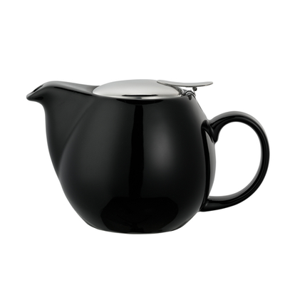 Service Ideas TPCV16BL 16 Oz. Black Ceramic Oval Teapot