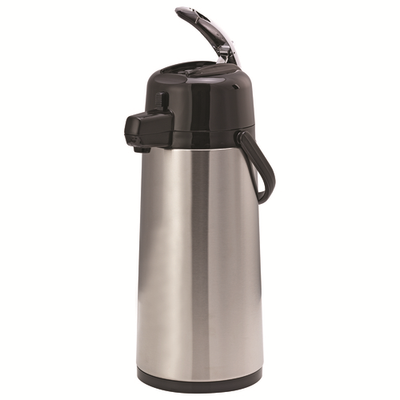 Service Ideas ECALS22SS 2.4 L. Stainless Steel Lever Black Lid Eco-Air Airpot