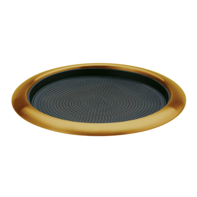 Service Ideas TR119RIVG 11" W Vintage Gold Round Removable Insert Non-Slip Tray