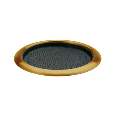 Service Ideas TR119RIVG 11" W Vintage Gold Round Removable Insert Non-Slip Tray