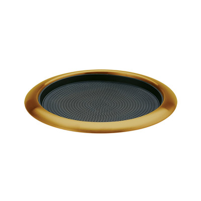 Service Ideas TR119RIVG 11" W Vintage Gold Round Removable Insert Non-Slip Tray
