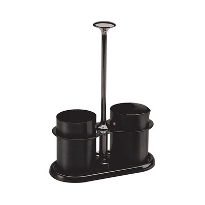 Service Ideas STCCRSG4BX 4 Oz. Black Stainless Steel Holder Creamer and Sugar Set