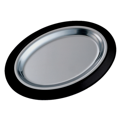 Service Ideas RO128BLC 11.75" W Stainless Steel Oval Thermo-Plate Platter