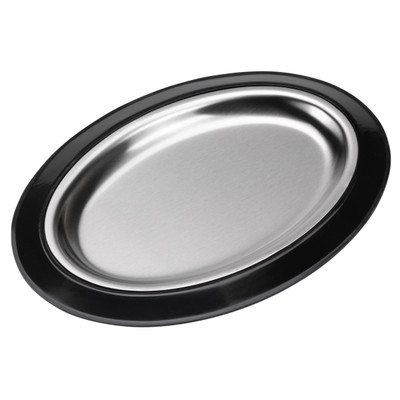 Service Ideas RO128BLC 11.75" W Stainless Steel Oval Thermo-Plate Platter