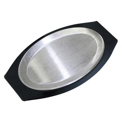 Service Ideas RO117BLAC 13.75" W Stainless Steel Oval Thermo-Plate Platter