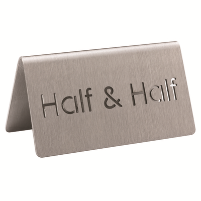 Service Ideas 1C-BF-HALF&amp;HALF-MOD 1.5" H Metal "Half &amp; Half" Beverage ID Tent