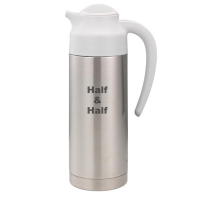 Service Ideas S2SN100HHETWHT 33.8 Oz. Stainless Steel White SteelVac Vacuum Creamer