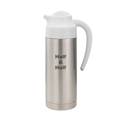 Service Ideas S2SN100HHETWHT 33.8 Oz. Stainless Steel White SteelVac Vacuum Creamer