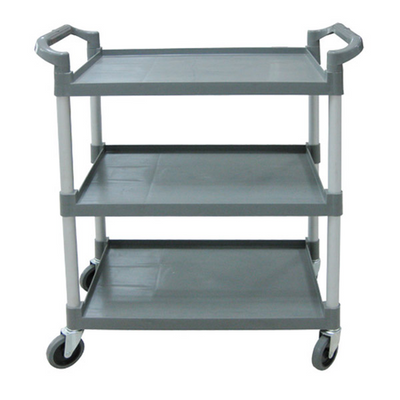 Omcan USA 47128 19" D x 40" W Gray Plastic 3 Tray Shelves Bussing Cart