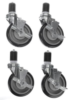 Component Hardware CSTPK-5PUES-4B 5" Blue Polyurethane Wheel Stem Caster Pack