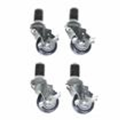 Component Hardware CSTPK-3PUES-3B 3" Dia. Blue Polyurethane Stem Caster Pack