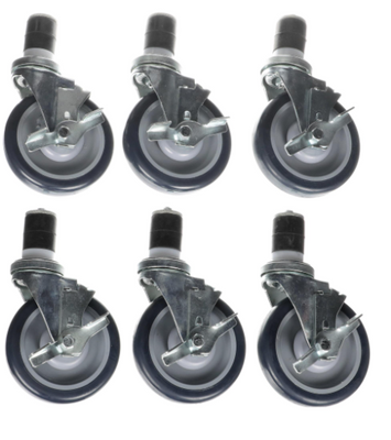 Component Hardware CSTPK-5PUES-4B-6 5" Blue Polyurethane Wheel Expanding Stem Caster Pack