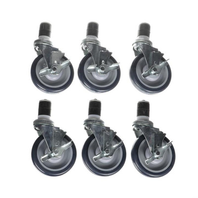 Component Hardware CSTPK-5PUES-4B-6 5" Blue Polyurethane Wheel Expanding Stem Caster Pack