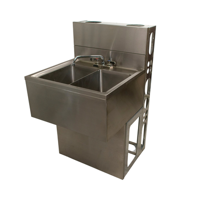 BK Resources UBDW-21-360TS 60" W x 21.25" D x 33.5" H Stainless Steel Three Compartment Underbar Sink