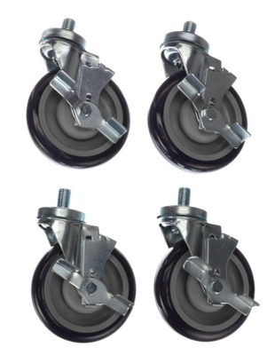 Component Hardware CSTPK-5PUTS-3B 5" Blue Polyurethane Wheel Threaded Stem Caster Pack