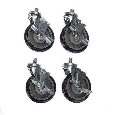 Component Hardware CSTPK-5PUTS-3B 5" Blue Polyurethane Wheel Threaded Stem Caster Pack