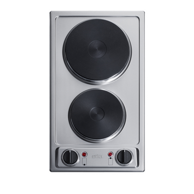 Summit CSD2B115 17.5&quot; W Stainless Steel Finish 2 Burners Electric Solid Disk Cooktop - 115 Volts