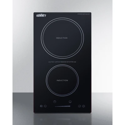 Summit SINCH115V2B 11.38" W Black Finish EuroKera Glass Surface 2 Burners Built-In Induction Cooktop with Safety Shutoff - 115-120 Volts