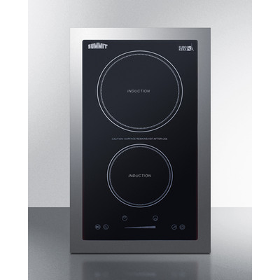 Summit SINC2B115TK13 13.38" W Black Finish EuroKera Glass Surface 2 Burners Countertop Induction Cooktop - 115 Volts