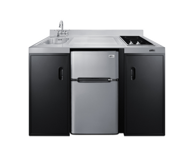 Summit CK55ADASINKL 54.13&quot; W Stainless Steel and Black Finish Sink Left Side All-In-One Combination Kitchenette -115 Volts