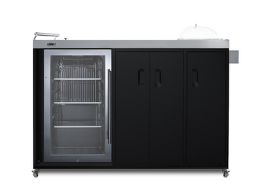 Summit CARTOS54RG 57.88&quot; W Stainless Steel and Black Finish 3 Shelves Portable Outdoor Kitchenette with Glass Door Refrigerator - 115 Volts