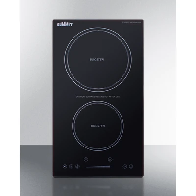 Summit SINCH230V2B 11.38" W Black Finish EuroKera Glass Surface 2 Burners Built-In Induction Cooktop with Safety Shutoff - 240 Volts
