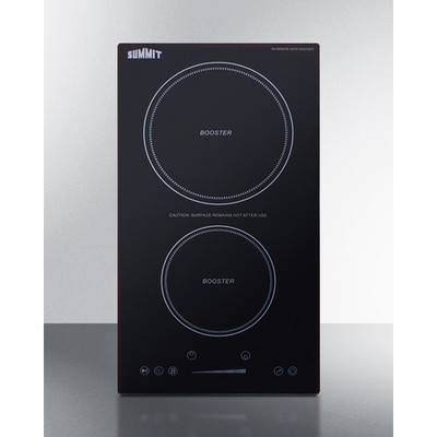 Summit SINCH230V2B 11.38" W Black Finish EuroKera Glass Surface 2 Burners Built-In Induction Cooktop with Safety Shutoff - 240 Volts