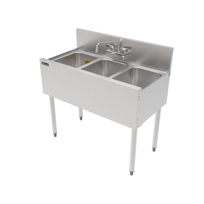 Perlick TS36M3 36" W Stainless Steel 3 Compartments TS Series Underbar Multi-tank Sink Unit
