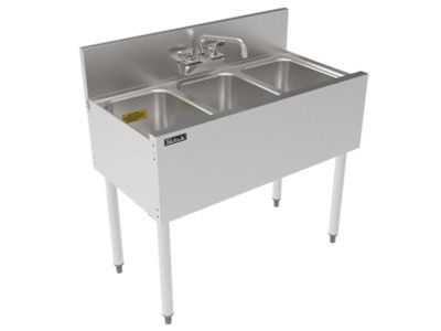 Perlick TS36M3 36" W Stainless Steel 3 Compartments TS Series Underbar Multi-tank Sink Unit