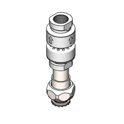 T&S Brass S-0970-FEZ Polished Chrome Plated Body EverSteel In-line Continuous Pressure Dual Check Vacuum Breaker with Intermediate Vent