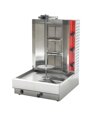 Omcan USA 47496 65 Lbs. Natural Gas 3 Burners Doner Kebab Machine or Vertical Broiler or Shawarma Grill - 120 Volts