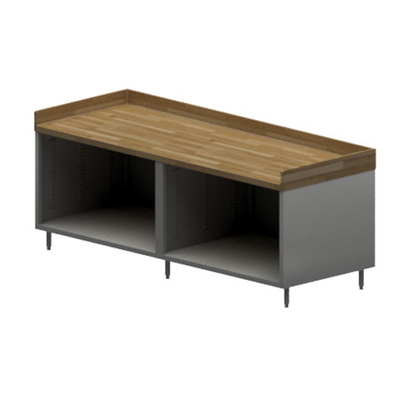 BK Resources CMBT-3096 96" W x 30" D Stainless Steel Top and Base with 4" Backsplash Chef Table