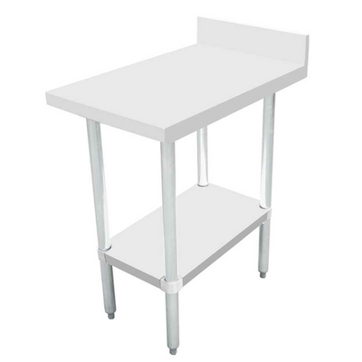 Omcan USA 46515 18" W x 30" D Stainless Steel 18 Gauge 4" Backsplash Flat Edges Equipment Filler Table
