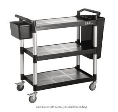 CAC China BTUC-19BK 40.13" W x 19.75" D x 37.75" H 3 Shelves Black Polypropylene Utility Cart (1 Set)