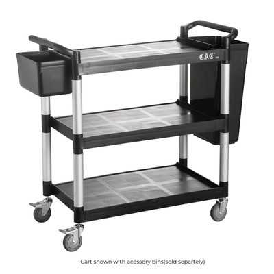 CAC China BTUC-19BK 40.13" W x 19.75" D x 37.75" H 3 Shelves Black Polypropylene Utility Cart (1 Set)