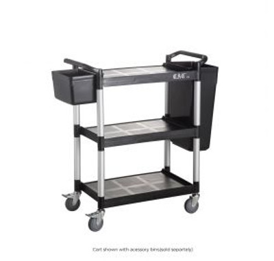 CAC China BTUC-17BK 31.88" W x 17.13" D x 35.88" H 3 Shelves Black Polypropylene Utility Cart (1 Set)